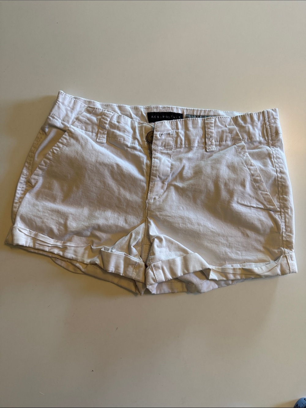 Aeropostale White Cotton Roll-Cuff Women's Shorts
